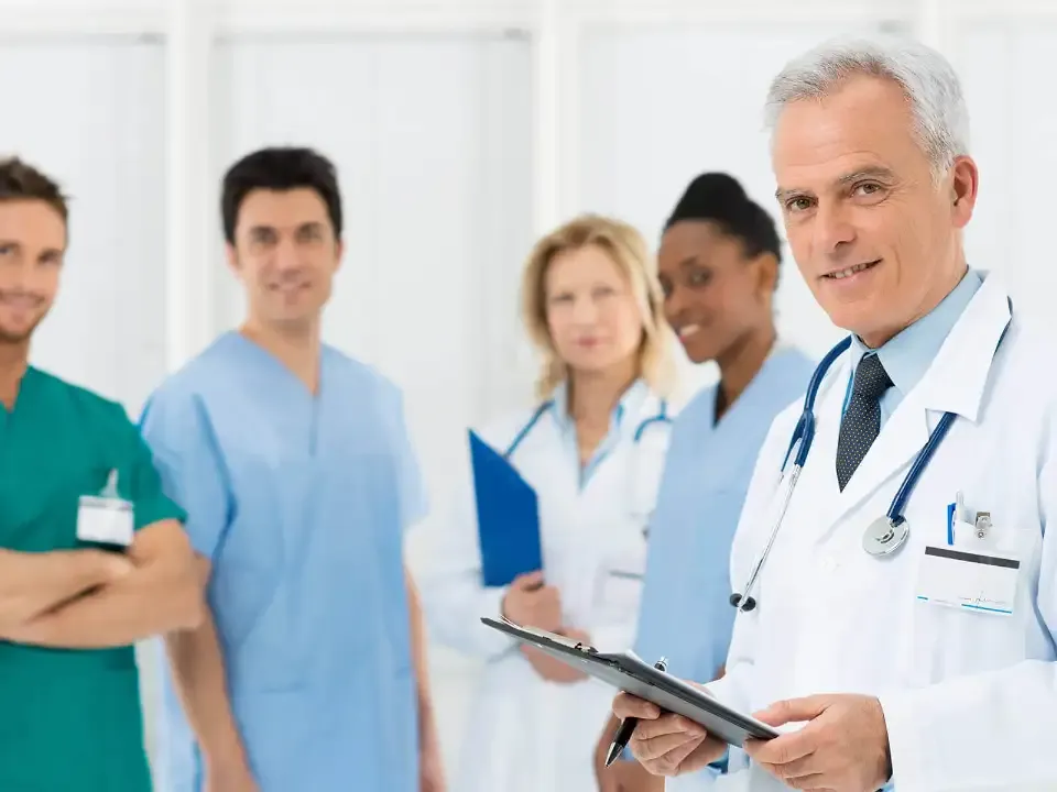Team of doctors, nurses and medical staff